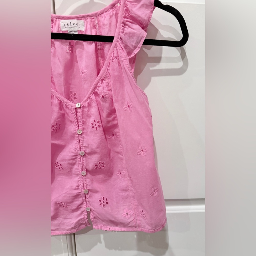 Velvet by Graham & Spencer Pink Ruffle Top - Picture 6 of 16